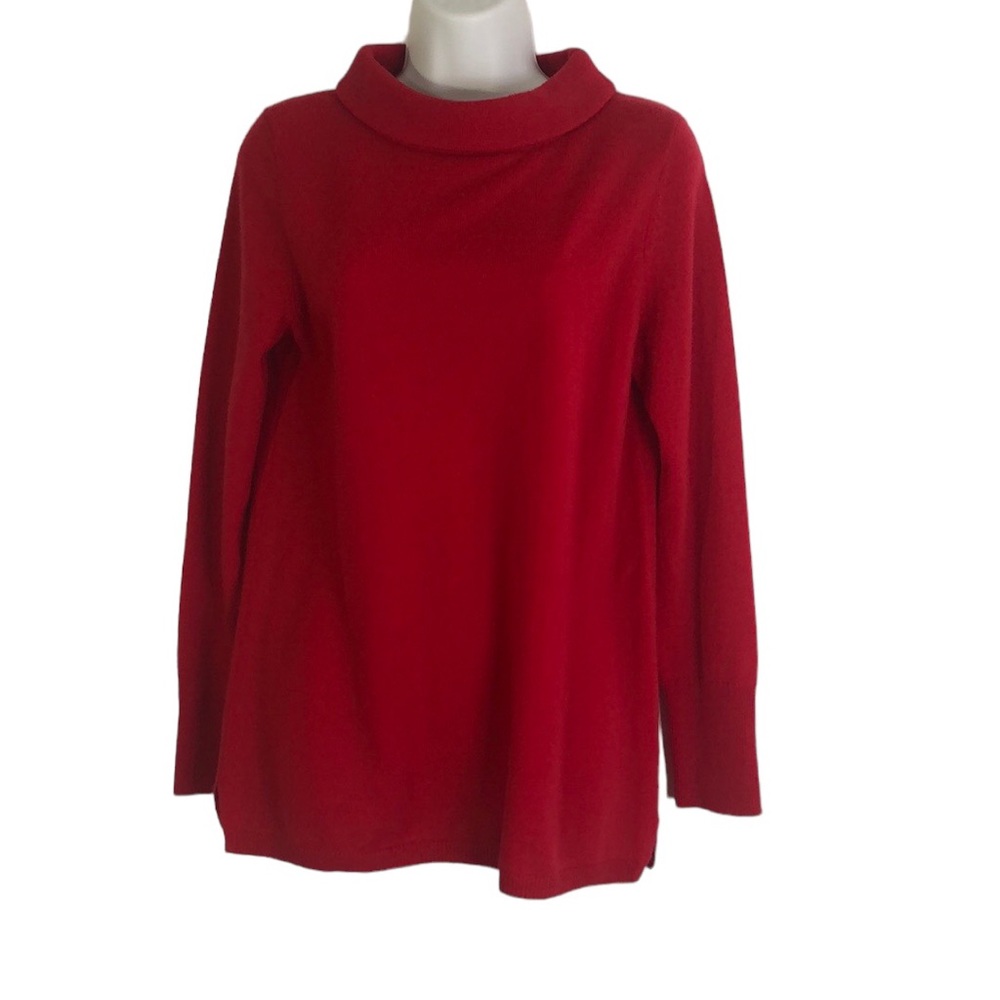 Talbots sweater size medium red 100% cashmere turtle neck long sleeves.